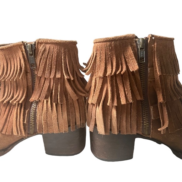 Freebird Belle Suede Leather Fringe Boho Brown Western Ankle Boot Fall Booties 7 - Picture 10 of 13